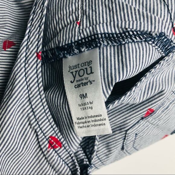 Just One You by Carter’s  Boy’s Striped Overall 9M - Picture 7 of 9